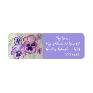 Pansy Watercolor Flower-Returetiketter Returadress Etikett