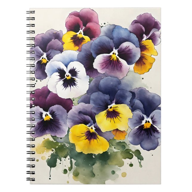 Pansy - Watercolor flowers Anteckningsbok (Framsidan)