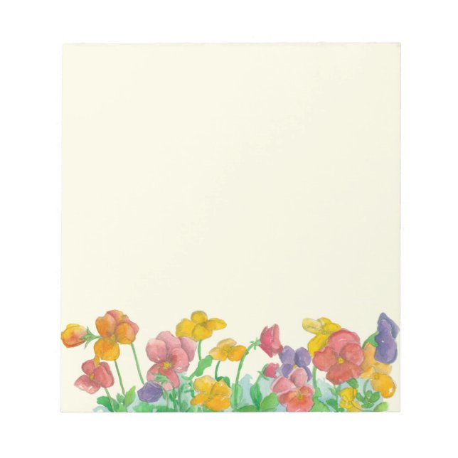 Pansy Watercolor Flowers Rainbow Färg Anteckningsblock (Framsida)