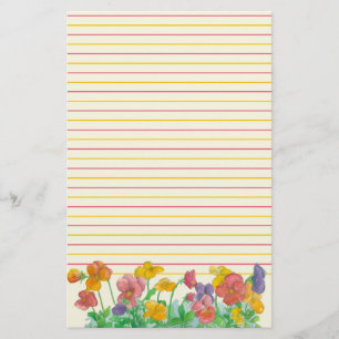 Pansy Watercolor Flowers Red Gult Led Brevpapper