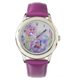 Pansy Watercolor Painting Lila art Flower Blommigt Armbandsur