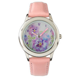 Pansy Watercolor Painting Lila art Flower Blommigt Armbandsur