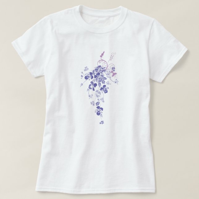 Pansybukett - kvinna skjorta - vit tröja (Design framsida)