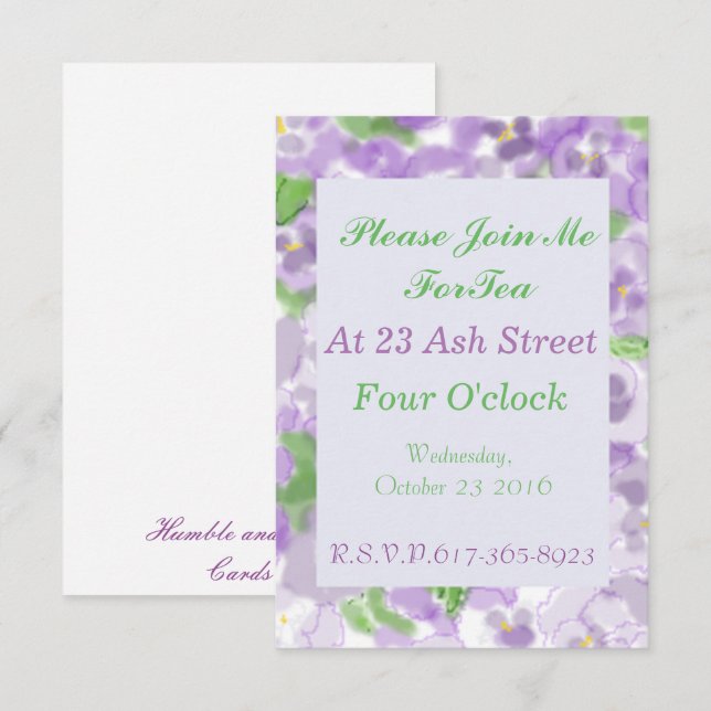 PansyTeainbjudan Inbjudningar (Fram/baksida)