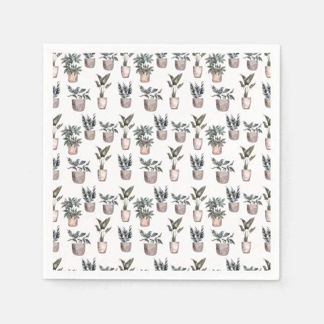 Pantade växter på vitt pappersservett (Framsidan)