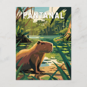 Pantanal Brasilien Kapybara Resa Konst Vintage Vykort