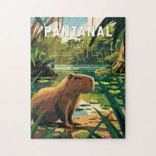 Pantanal Brazil Capybara Travel Art Vintage Pussel