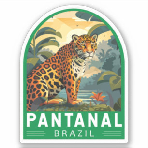 Pantanal BrazJaguar Travel Art Vintage Klistermärken