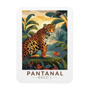 Pantanal BrazJaguar Travel Art Vintage Magnet