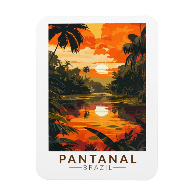 Pantanal Brazsunset Travel Art Vintage Magnet (Vertikal)