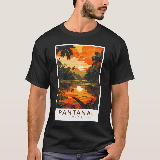 Pantanal Brazsunset Travel Art Vintage T Shirt (Framsida)
