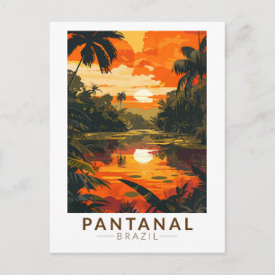 Pantanal Brazsunset Travel Art Vintage Vykort