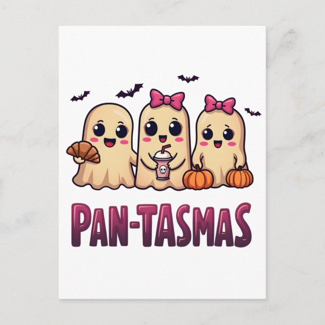 Pantasmas Funny Ghost Groovy Retro Halloween Vykort (Framsida)