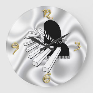 Pantasy Piano Music Älskare Clock Stor Klocka
