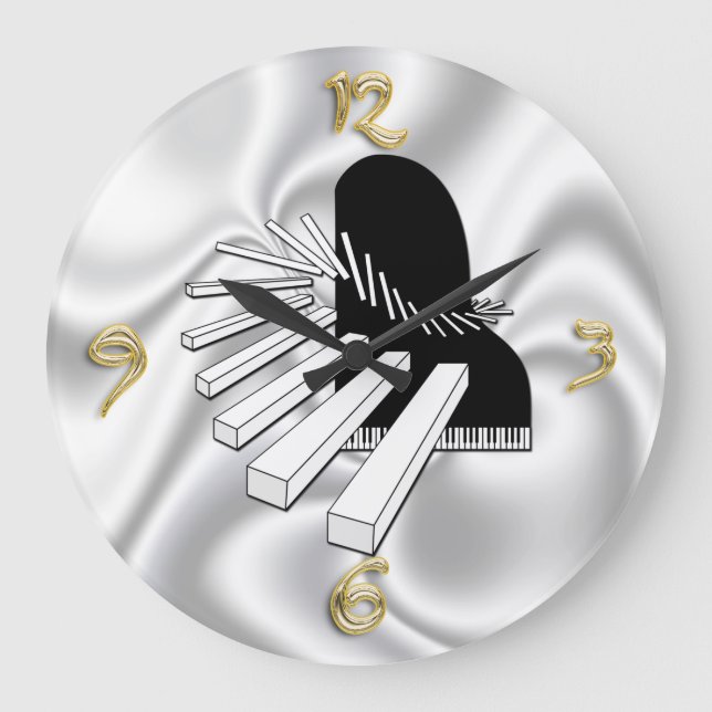 Pantasy Piano Music Älskare Clock Stor Klocka (Framsida)