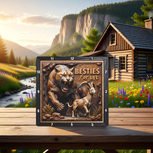 Panter Get Scenisk Berg Fyrkantig Klocka