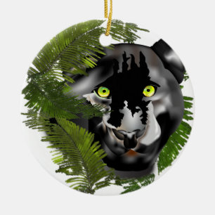 Panter i Foliage. Julgransprydnad Keramik