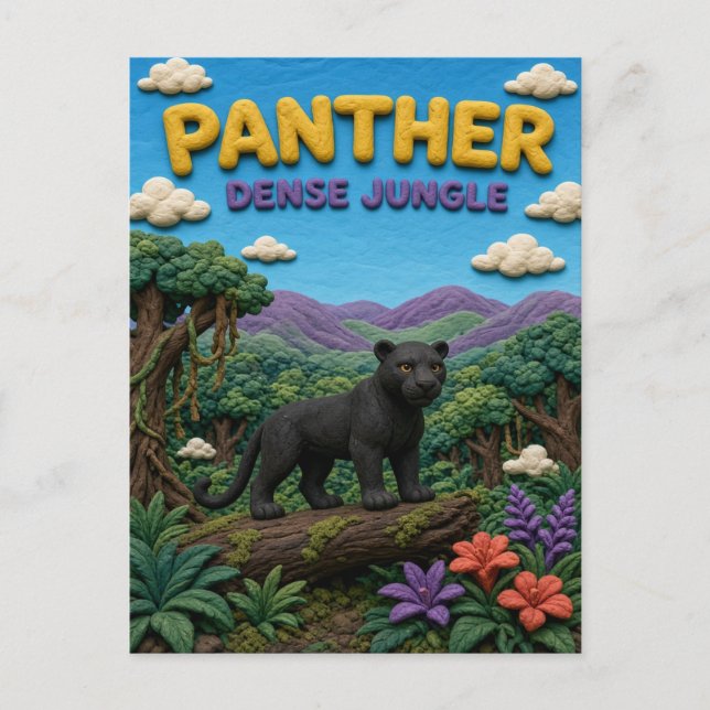 Panter, tät djungel lerkonst vykort (Framsida)