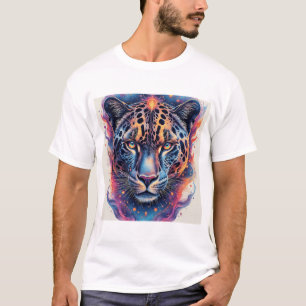 Panterporträtt med abstrakta eldiga element t shirt