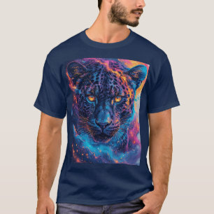 Panterporträtt med abstrakta eldiga element t shirt