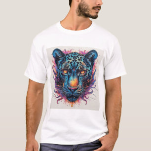 Panterporträtt med abstrakta eldiga element t shirt