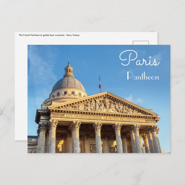 Panthéon i Paris, Frankrike Vykort (Fram/baksida)