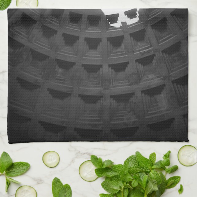 Pantheon Light Skull Rom Italien Black and White Kökshandduk (Vikta)