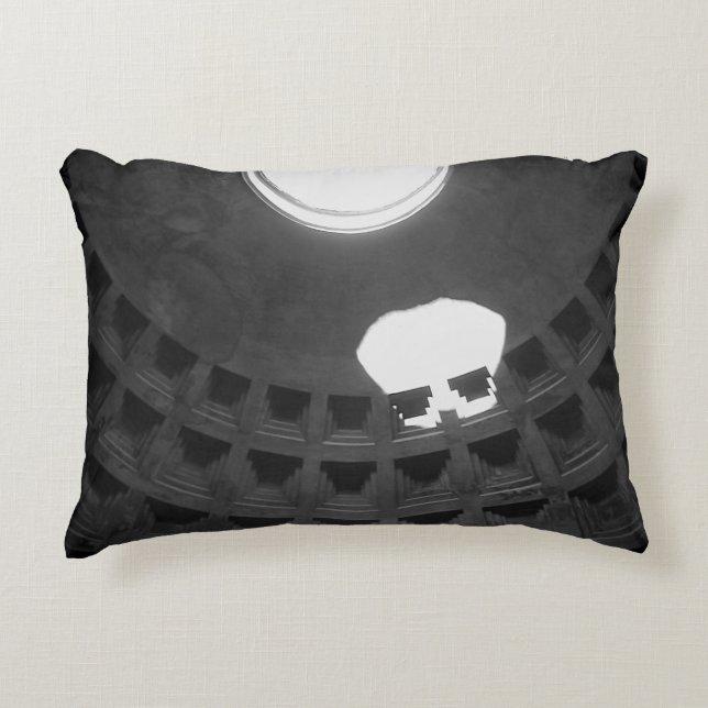 Pantheon Light Skull Rom Italien Black and White Prydnadskudde (Framsidan)