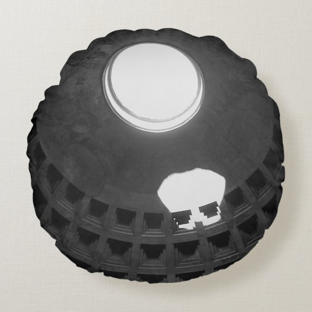 Pantheon Light Skull Rom Italien Black and White Rund Kudde (Framsidan)