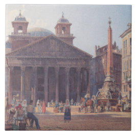 Pantheon och Piazza della Rotonda i Rom, Italien Kakelplatta