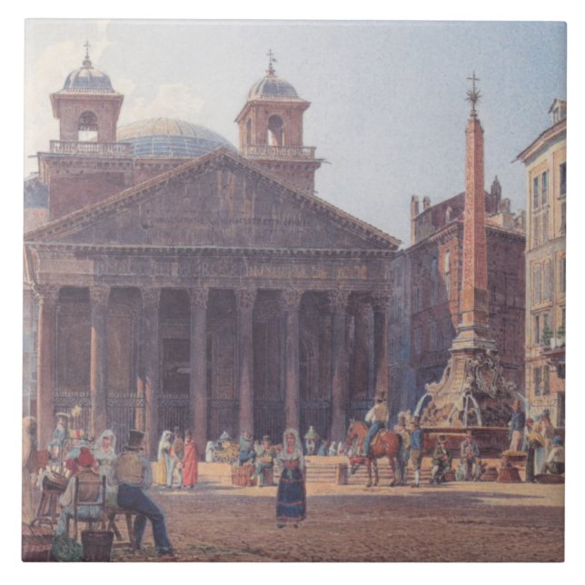 Pantheon och Piazza della Rotonda i Rom, Italien Kakelplatta (Framsidan)