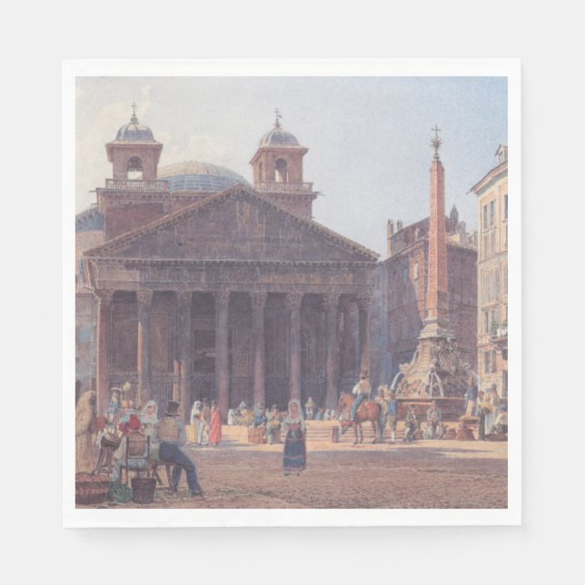 Pantheon och Piazza della Rotonda i Rom, Italien Pappersservett (Framsidan)