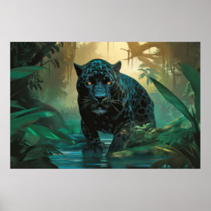 Panther Animal Wildlife Wilderness Colorful Art Poster