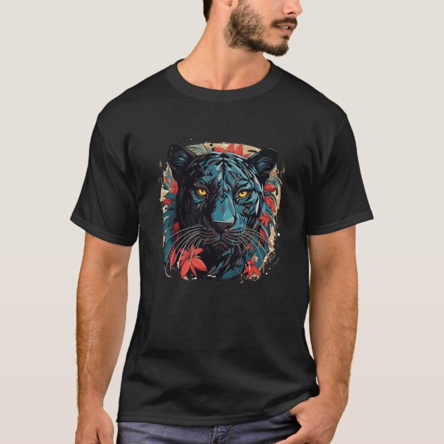 Panther Beast Animal World Wildlife Beauty Tecknin T Shirt (Framsida)
