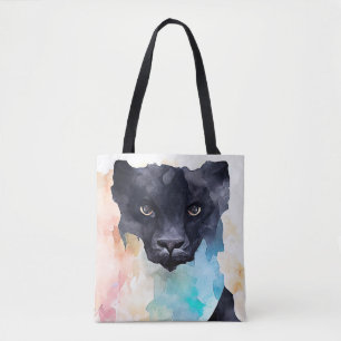Panther Black Vild Animal Nature Watercolor Art Tygkasse
