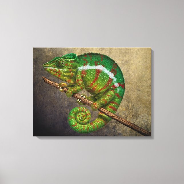 Panther Chameleon Digital Painting Canvastryck (Framsida)
