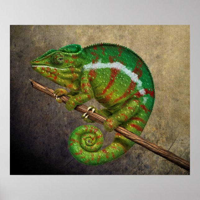 Panther Chameleon Digital Painting Poster (Framsidan)