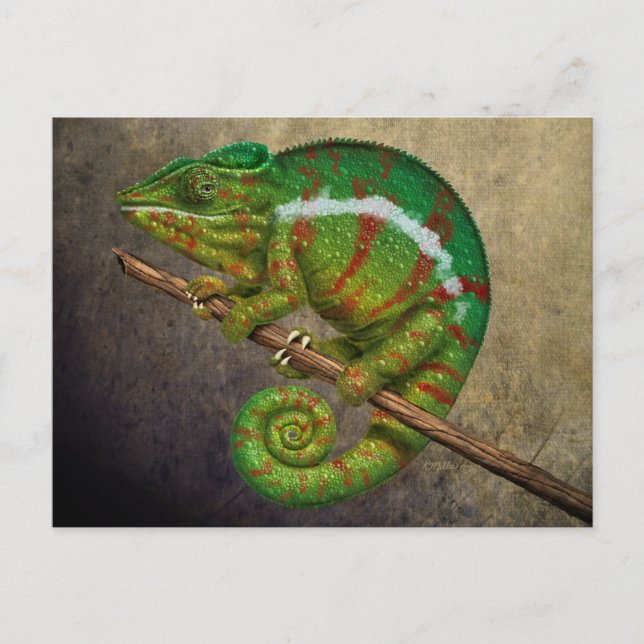 Panther Chameleon Digital Painting Vykort (Framsida)
