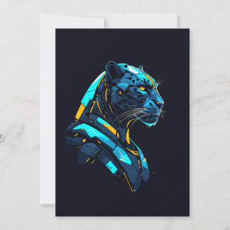 Panther Cyberpunk Mecha Svart Panter Neon Inbjudningar