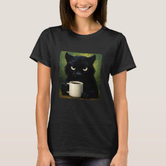 Panther Grumpy Coffee Morning Humor Wildlife Tired T Shirt