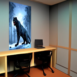 Panther i snö AI Art Poster