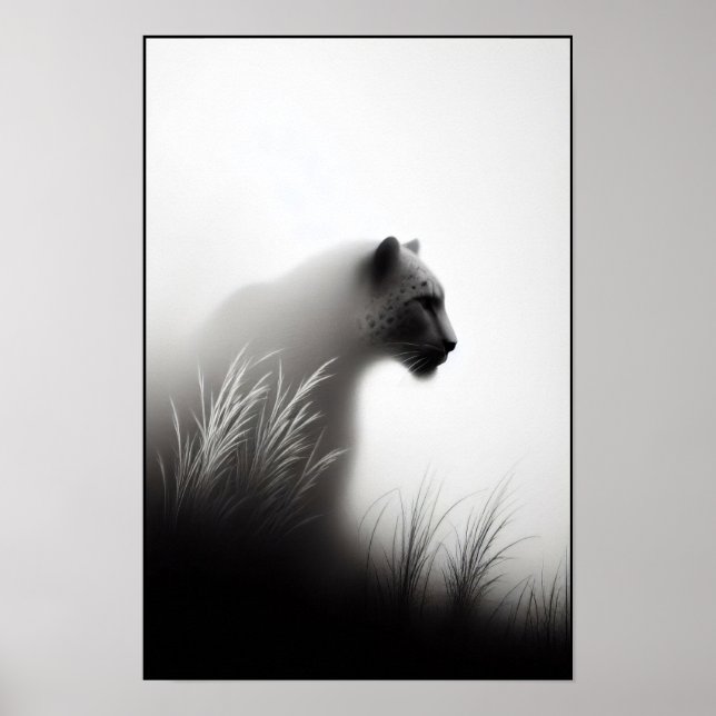 Panther i Whispering Mist-Abstrakten Poster (Framsidan)