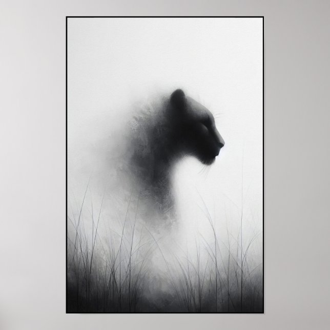 Panther i Whispering Mist-Abstrakten Poster (Framsidan)