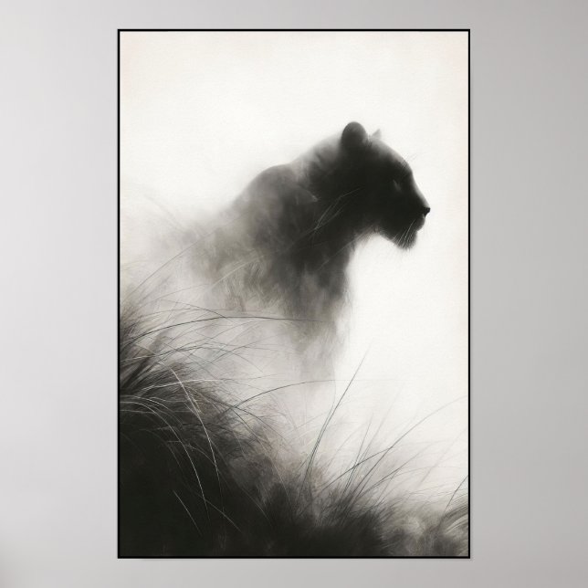 Panther i Whispering Mist-Abstrakten Poster (Framsidan)