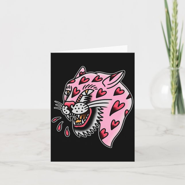 Panther Nk X Heart Love Traditional Premium Tri-bl Kort (Framsida)