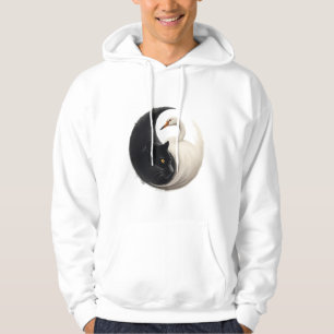 Panther och Crane Yin Yang Bläck Art Hoodie