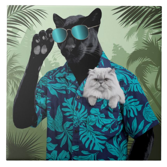 Panther och White Persian Decorative Tile Kakelplatta (Framsidan)
