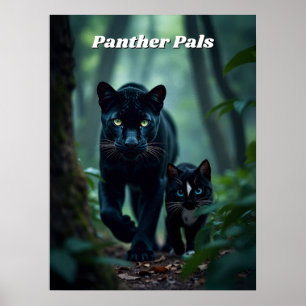 Panther Pals - stor och liten katt Poster