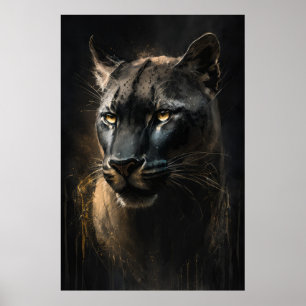 Panther Porträtt Animal Nature Wildlife Painting Poster