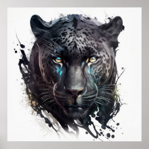 Panther Porträtt Animal Painting Wildlife utomhus Poster